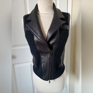 Ohne Titel Women's Black Lambs Leather Biker Moto Rocker Vest Size 0 Small